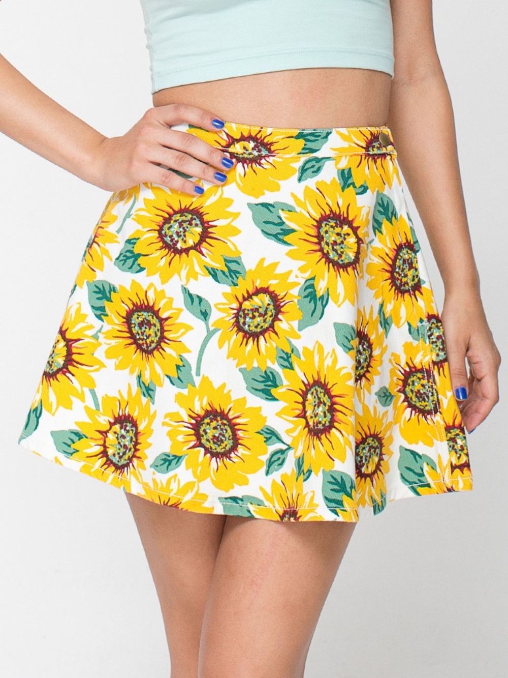 American Apparel Denim Circle Skirt Sunflower